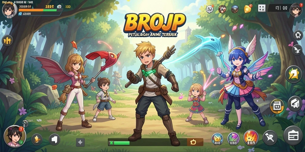 Tangkapan layar dari gameplay BROJP yang menunjukkan aksi karakter Anime.