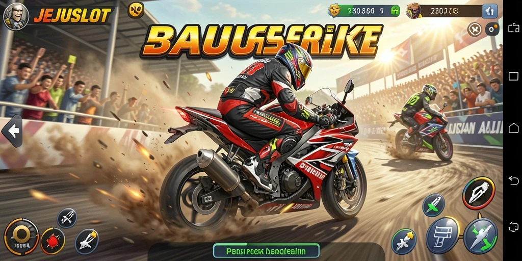 Tampilan menarik dari gameplay balapan motor yang intens.
