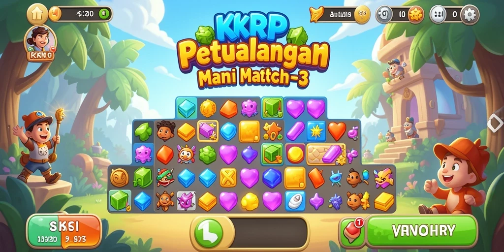 Tampilan seru gameplay Match-3 di KKRP.