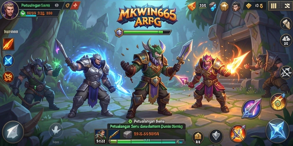 Screenshot dari <strong>MKWIN666</strong> yang memperlihatkan aksi pertarungan karakter dalam dunia ARPG.