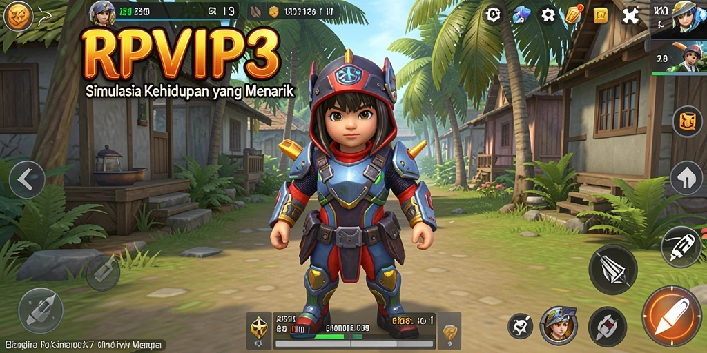 Gameplay RPVIP3 yang menampilkan interaksi karakter di lingkungan yang dinamis.