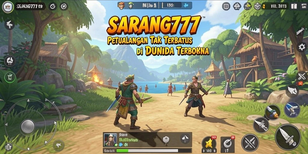 Tangkapan layar gameplay SARANG777 menampilkan petualangan seru di dunia terbuka.